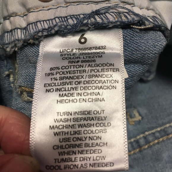 Jordache Raw Hem Denim shorts, Sequin "Hi" - size 6 - Picture 6 of 6